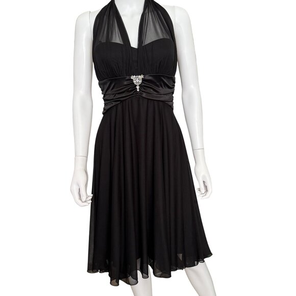 Xoxo Black Halter Cocktail Dress W/ Rhinestone Detail Medium - Picture 1 of 9